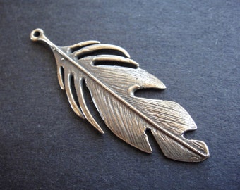 solid bronze large feather, bronze feather, large feather