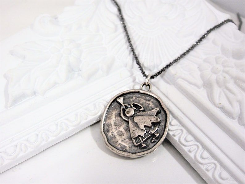 angel charm necklace 925 sterling silver angel charm necklace silver angel Silver Angel Playing music charm necklace angel playing music