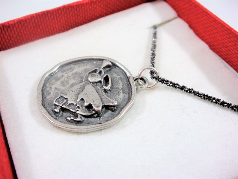 angel charm necklace 925 sterling silver angel charm necklace silver angel Silver Angel Playing music charm necklace angel playing music