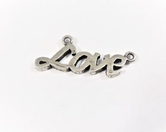 925 sterling silver love connector charm, silver love connector, love, silver love charm, sterling silver love connector, silver love charm