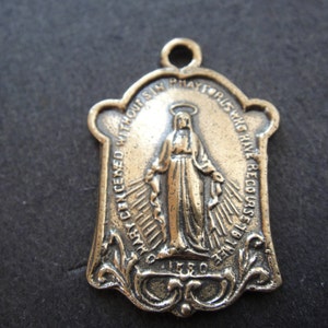 Solid bronze Vrgin Mary pendant, bronze Virgin Mary, Virgin Mary, bronze rosary charm, rosary , rosary Virgin Mary charm, bronze rosary image 1