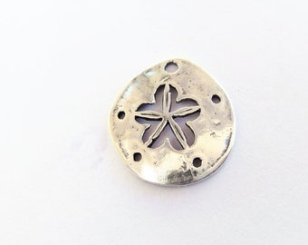 925 sterling silver sand dollar charm, silver sand dollar, sand dollar, beach charms, sand dollar, silver sea life,