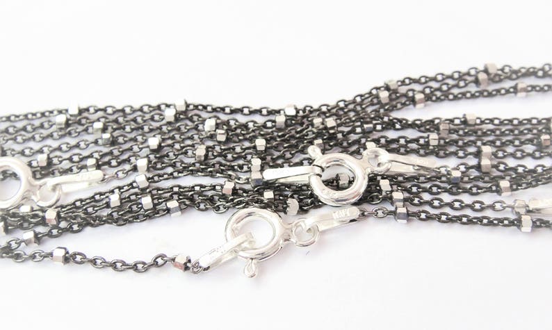 925 sterling silver 2 tone GunMetal/Silver 20 chain, silver two tone chain, Silver 2 tone chain, silver chain image 2