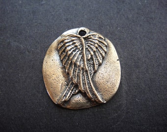 Soid bronze large angel wings charm or pendant , bronze large angel wings , angel wings