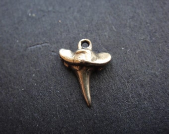 solid bronze shark tooth, bronze shark tooth, shark tooth, shark tooth charm, small shark tooth, shark, bronze shark tooth, sea life, shark