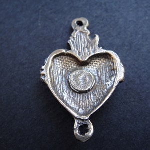 solid bronze sacred heart charm connector, bronze sacred heart image 2