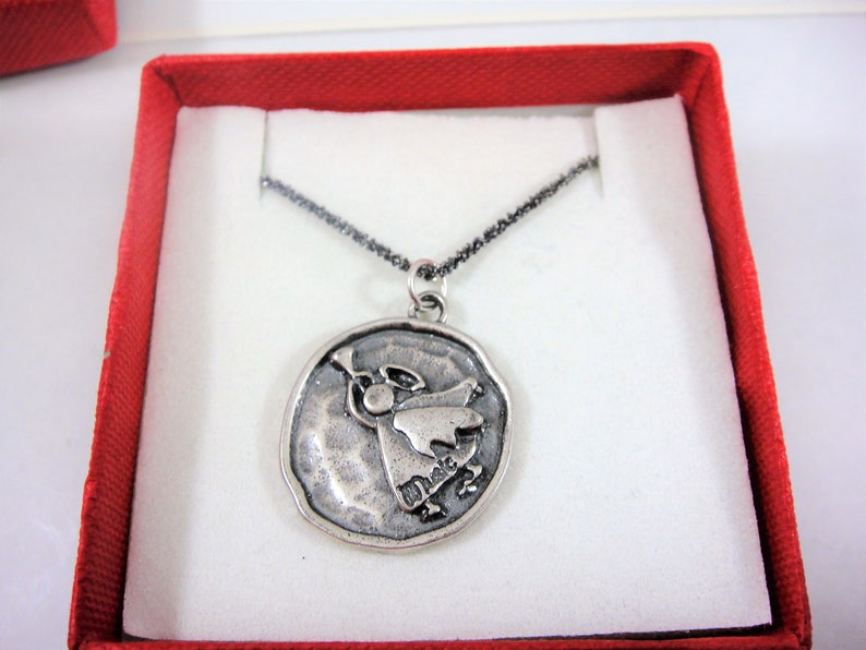 angel charm necklace 925 sterling silver angel charm necklace silver angel Silver Angel Playing music charm necklace angel playing music