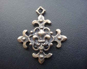 Solid bronze fleur de lis cross, cross, bronze cross,