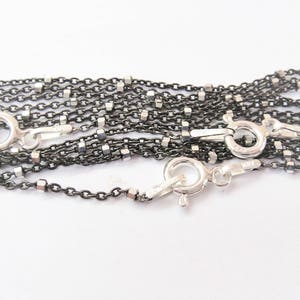 925 sterling silver 2 tone GunMetal/Silver 20 chain, silver two tone chain, Silver 2 tone chain, silver chain image 1