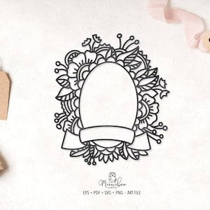 Fiore ovale Gesims - CUT Datei - Art Plotter Datei - Scherenschnitt - pdf svg png eps - Silhouette Cameo - Cricut Maker - Card Making