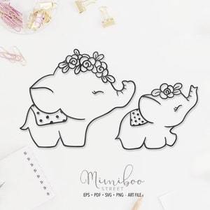 Mama und Baby ELEFANT - CUT Datei - Art Plotter Datei - Scherenschnitt - Silhouette Cameo - Cricut Maker - Kartenherstellung - Logo - Sublimation