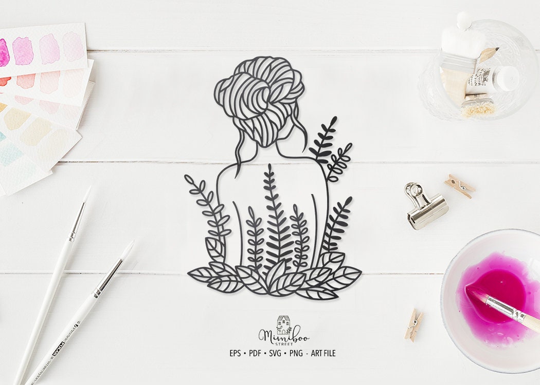 Flower Women Illustration Girl CUT File Art Plotter File - Etsy