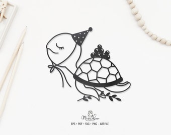 Little Turtle - Birthday Party- CUT file - Art Plotter File - Paper cut - svg - Silhouette Cameo - Cricut Maker - Card making - Logo