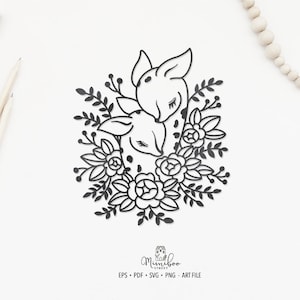 Love Deers - Arquivo CUT - Arquivo Art Plotter - Corte de papel - pdf svg png eps - Silhouette Cameo - Cricut Maker - Criação de cartões - Logotipo