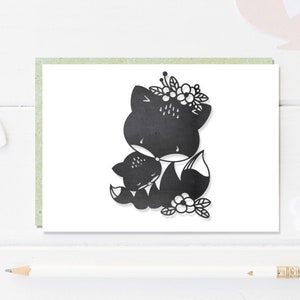 Baby Fox e Mamma - File CUT - Art Plotter File - Paper cut - pdf svg png eps - Silhouette Cameo - Cricut Maker - Fabrication de cartes - Logo