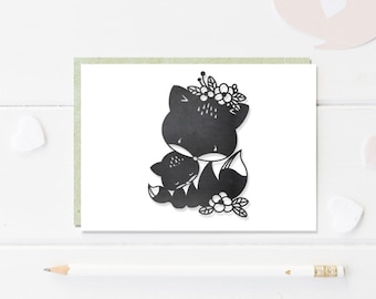 Baby Fox e Mamma - File CUT - Art Plotter File - Paper cut - pdf svg png eps - Silhouette Cameo - Cricut Maker - Card making - Logo