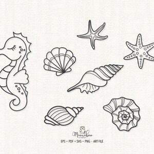 Colecciones marinas - MAR - Archivo CUT - Art Plotter File - Paper cut - pdf svg png eps - Silhouette Cameo - Cricut Maker - Fabricación de tarjetas - Logo