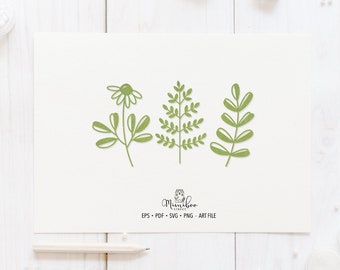 Summer Twig - flowers CUT file - Art Plotter File - Paper cut - svg - png - Silhouette Cameo - Cricut Maker - Card making - Plotter File