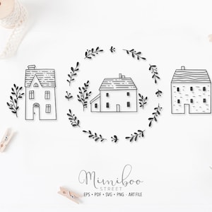Case Dolci Cottages, File CUT, Art Plotter File, Taglio carta, Silhouette Cameo, Cricut Make, Creazione di carte, Macchina da taglio, doodle