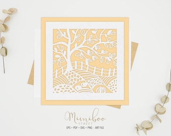AUTUMN garden - background SVG - CUT file - Art Plotter File - Paper cut - Silhouette Cameo - Cricut Maker - Card making - Laser cut