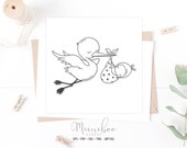 Stork with Baby, Newborn SVG, CUT file, Plotter File, Paper cu, Silhouette Cameo, Cricut Maker, Card making, Sublimation Graphic, xTool