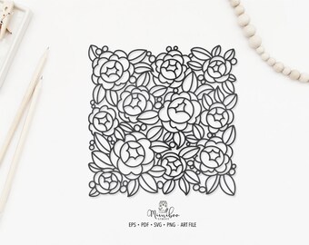 Roses Seamless Pattern - Background SVG - CUT file - Art Plotter File - Paper cut - Silhouette Cameo - Cricut Maker - Laser cut