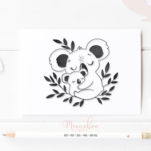 Mama und Baby Koala, CUT Datei, Art Plotterdatei, Papier cu, Schneidemaschine, Silhouette Cameo, Cricut Maker, Kartenherstellung, Sublimation, xTool