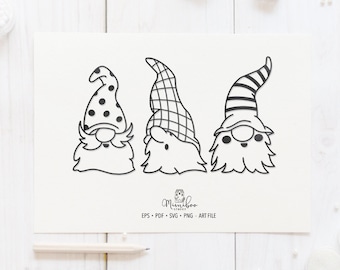 Gnomi carini - File CUT di Natale - File Art Plotter - Taglio carta - Silhouette Cameo - Cricut Maker - Creazione di carte - file plotter