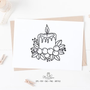 Christmas Ornament - Candle - CUT file - Art Plotter File - Paper cut - Silhouette Cameo - Cricut Maker - Card making - plotter file