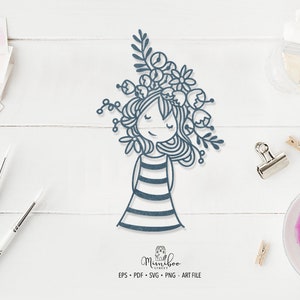 Flower Girl - file CUT - Art Plotter File - Taglio carta - pdf svg png eps - Silhouette Cameo - Cricut Maker - Creazione di carte