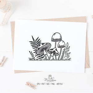 Forest Flora Mushrooms - CUT bestand - Art Plotter File - Papier gesneden - svg - png - Silhouette Cameo - Cricut Maker - Kaart maken - Plotter File