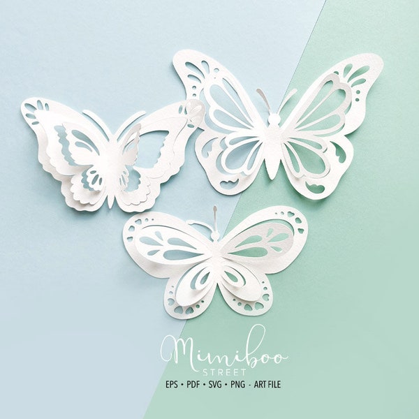 Farfalle - File CUT - Art Plotter File - Carta tagliata - Silhouette Cameo - Cricut Maker - Creazione di carte