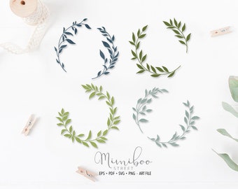 Wreath with Leaves 01 - CUT file - Art Plotter File - Paper cut - Silhouette Cameo - Cricut Maker - Card making - Laser File