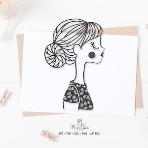 Sofia - Cute Girl - CUT file - Art Plotter File - Paper cut - pdf svg png eps - Silhouette Cameo - Cricut Maker - Card making