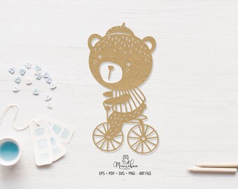 Baby BEAR - CUT file - Art Plotter File - Paper cut - pdf svg png eps - Silhouette Cameo - Cricut Maker - Card making - Logo