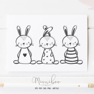 Niedliche Hasen Illustration - CUT Datei - SVG - Kunst Plotterdatei - Papierschnitt - Silhouette Cameo - Cricut Maker - Kartenherstellung - Logo
