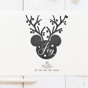 Joy - Mickey Mouse - Christmas CUT file - Art Plotter File - Paper cut - Silhouette Cameo - Cricut Maker - Card making - plotter file
