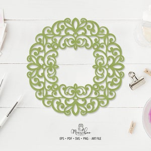 Lace Frame circle 04 - CUT file - Art Plotter File - Paper cut - pdf svg png eps - Silhouette Cameo - Cricut Maker - Card making