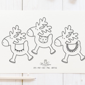 Little Reindeers - Christmas CUT file - Art Plotter File - Paper cut - Silhouette Cameo - Cricut Maker - Card making - plotter file