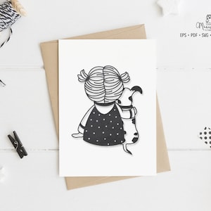 Girl and Dog - friends SVG - CUT file - Art Plotter File - Paper cut - Silhouette Cameo - Cricut Maker - Laser Cut - Sublimation Graphic