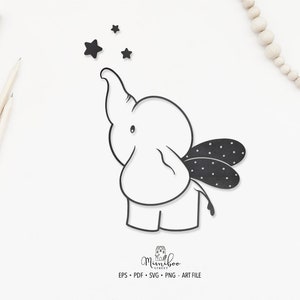Baby ELEFANTE - File CUT - Art Plotter File - Carta tagliata - Silhouette Cameo - Cricut Maker - Creazione di carte - Logo - Sublimazione