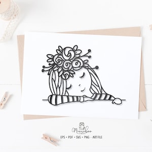 Matilda - Cute Girl - File CUT - Art Plotter File - Carta tagliata - pdf svg png eps - Silhouette Cameo - Cricut Maker - Creazione di carte