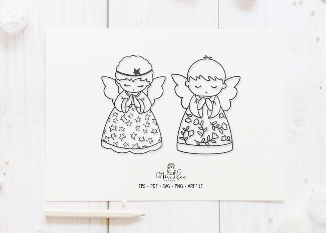 Cute Angel BOY and GIRL Christmas CUT File Art Plotter File Paper Cut ...