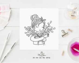 Ragazza di Pasqua, File CUT, Art Plotter File, Carta tagliata, Easter svg, Cricut Maker, Creazione di carte, Cutting machine, miminal logo