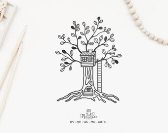 Tree House - CUT file - Art Plotter File - Paper cut - svg - png - Silhouette Cameo - Cricut Maker - Card making - Plotter File
