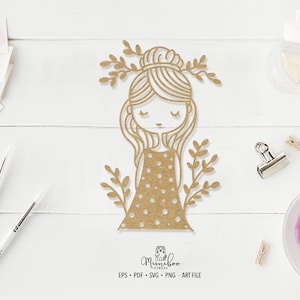 Cute Girl - file CUT - Art Plotter File - Taglio carta - pdf svg png eps - Silhouette Cameo - Cricut Maker - Creazione di carte