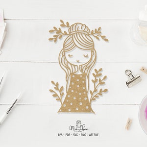 Süßes Mädchen - CUT Datei - Kunst Plotterdatei - Taglio charta - pdf svg png eps - Silhouette Cameo - Cricut Maker - Creazione dicarte