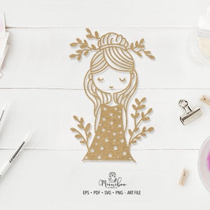 Cute Girl - file CUT - Art Plotter File - Taglio carta - pdf svg png eps - Silhouette Cameo - Cricut Maker - Creazione di carte