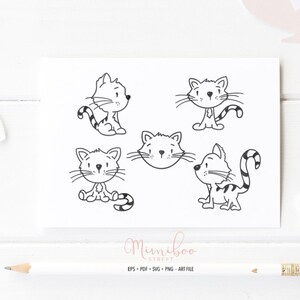 Cartoon Cats, File CUT, Art Plotter File, Taglio carta, Silhouette Cameo, Cricut Maker, Creazione di carte, Logo, xTool, doodle illustration
