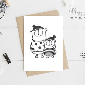 Piccoli amici, orsetti, file CUT, SVG, taglio carta, file Cricut, Silhouette Cameo, Cricut Maker, Xtool, creazione di carte, logo minimal